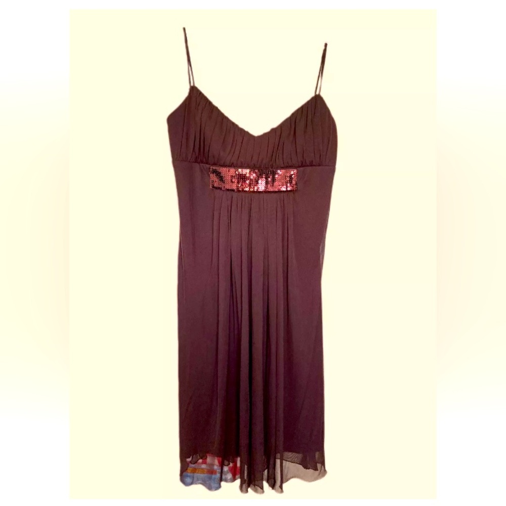 City Triangles S Women’s Y2K Gown Brown Spaghetti Strap Sequins Empire Waist
